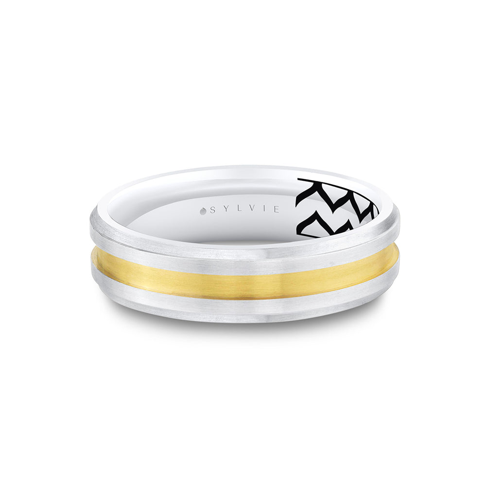 Sylvie Shell Ascend Two Tone Contoured Men's Band - Fisher