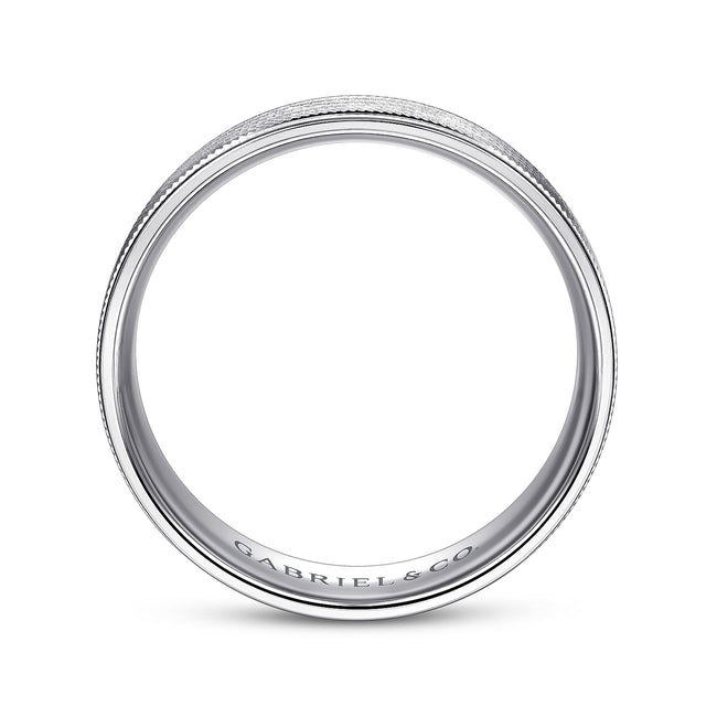 14K White Gold 6mm - Men's Wedding Band in Brushed Finish