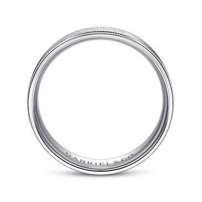 14K White Gold 6mm - Men's Wedding Band in Brushed Finish