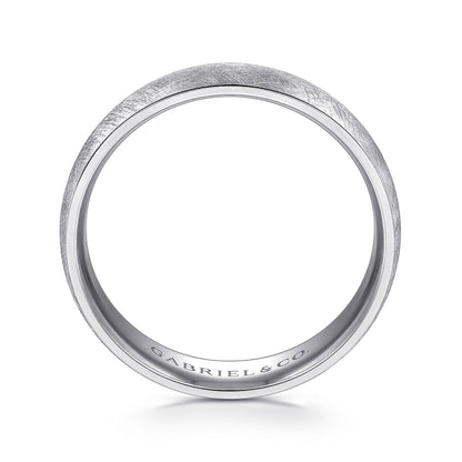 14K White Gold 6mm - Men's Wedding Band in Diamond Brush Finish