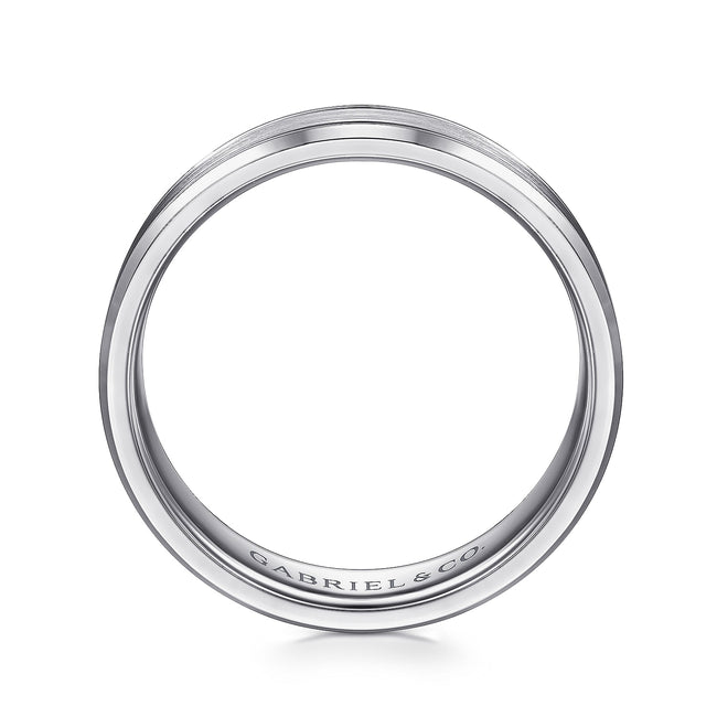 14K White Gold 6mm - Men's Wedding Band in Satin Finish