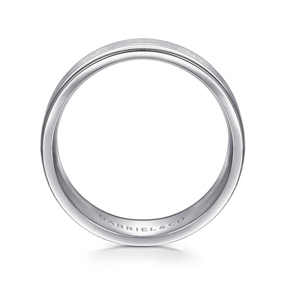 14K White Gold 8mm - Men's Wedding Band in Satin Finish