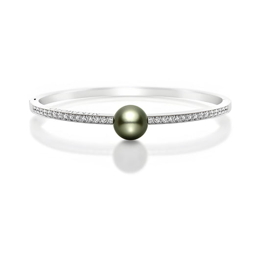 Classic Black South Sea Cultured Pearl and Diamond Bracelet