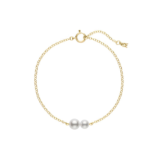 Akoya Cultured Pearl Station Bracelet in 18K Yellow Gold