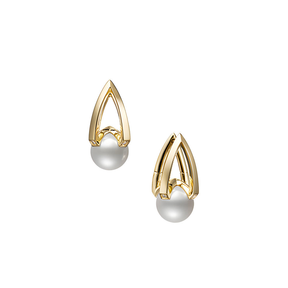 M Collection Akoya Cultured Pearl Earrings in 18K Yellow Gold