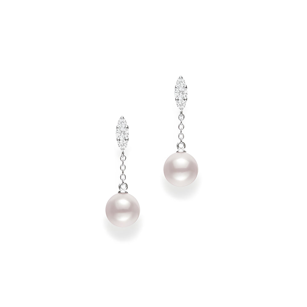 Morning Dew Akoya Cultured Pearl Earrings – 18K White Gold