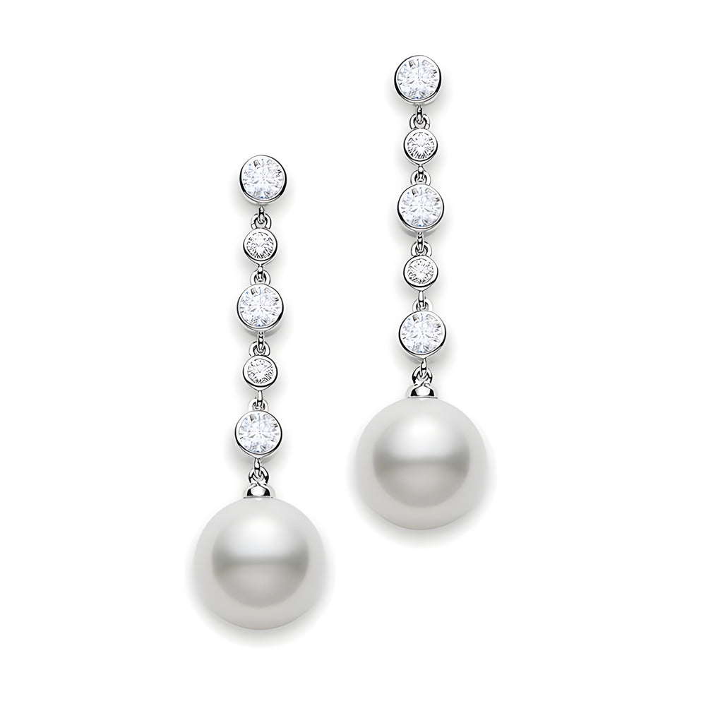 Classic Elegance White South Sea Cultured Pearl Lever Back Earrings