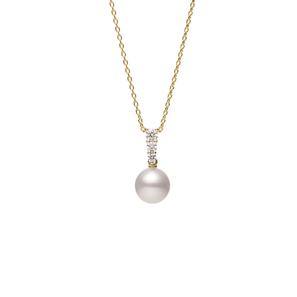 Morning Dew Akoya Cultured Pearl Pendant in 18K Yellow Gold