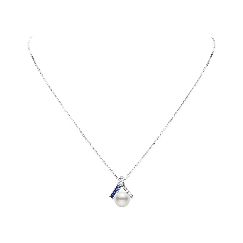 Mikimoto Ocean Akoya Cultured Pearl and Sapphire Pendant