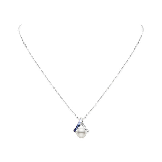 Mikimoto Ocean Akoya Cultured Pearl and Sapphire Pendant