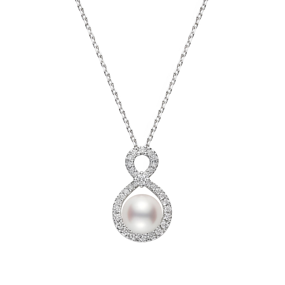 Ruyi Collection Akoya Cultured Pearl and Diamond Pedant in 18K White Gold