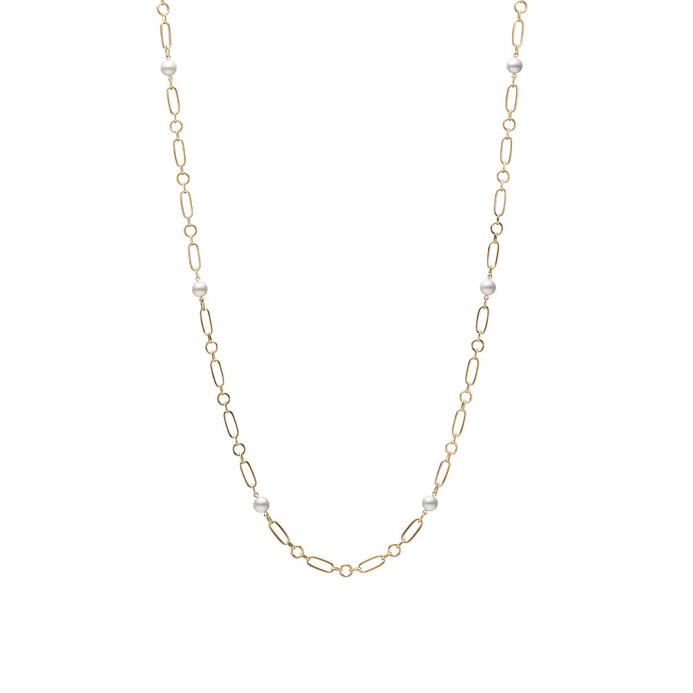 M Code Akoya Cultured Pearl Necklace in 18K Yellow Gold