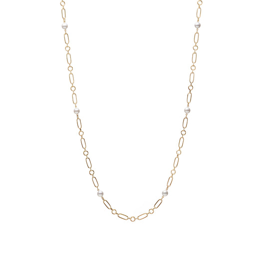M Code Akoya Cultured Pearl Necklace in 18K Yellow Gold