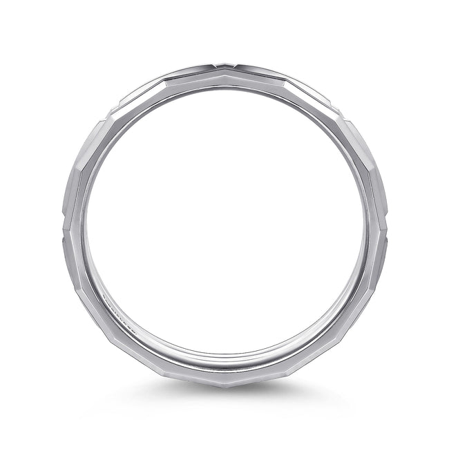 14K White Gold 6mm Men's Ring Brush Finish in Satin Finish