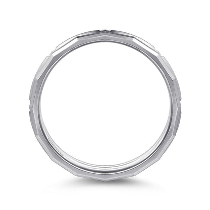 14K White Gold 6mm Men's Ring Brush Finish in Satin Finish