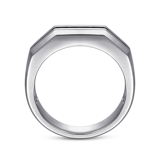 925 Sterling Silver and Black Spinel Men's Band