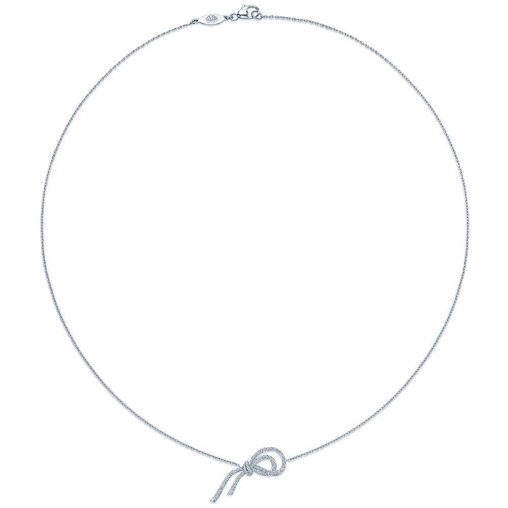 Ribbon Diamond Pendant Necklace in Platinum