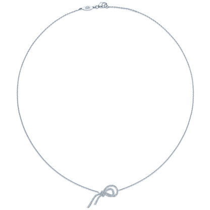 Ribbon Diamond Pendant Necklace in Platinum