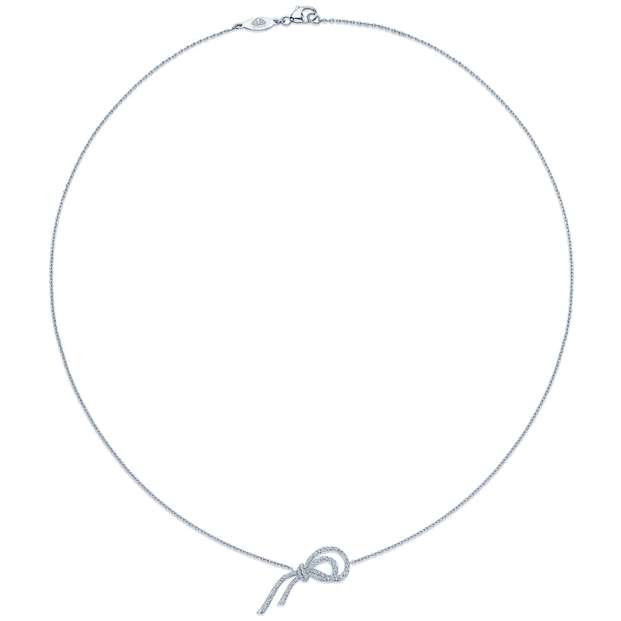 Ribbon Diamond Pendant Necklace in Platinum