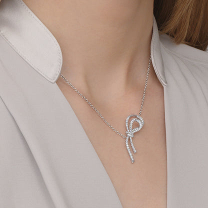 Ribbon Diamond Pendant Necklace in Platinum