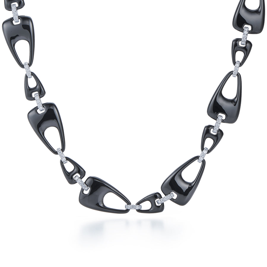Kwiat Madison Avenue Black Ceramic Necklace in 18K White Gold