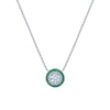 Silhouette Pendant with Diamonds and Emeralds in 18K White Gold, 0.60 Carat Center Diamond