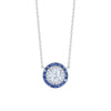 Silhouette Pendant with Diamonds and Sapphires in 18K White Gold, 0.60 Carat Center Diamond