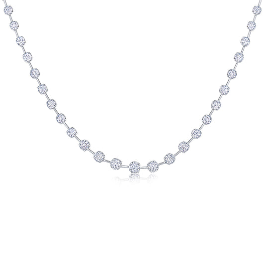 Starry Night Partway Necklace with Diamonds in 18K White Gold