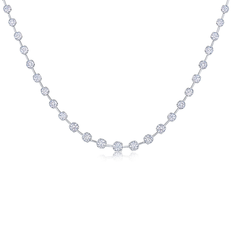 Starry Night Partway Necklace with Diamonds in 18K White Gold