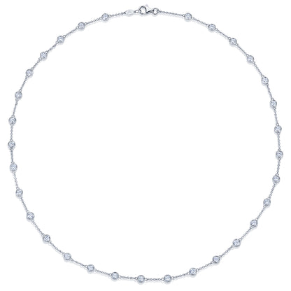 Diamond Strings Round Diamond Bezel Necklace in 18K White Gold, 18 Inch Length