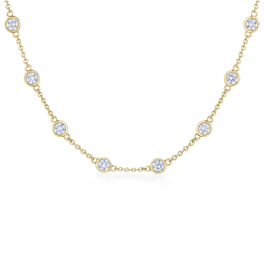 Diamond Strings Round Diamond Bezel Necklace in 18K Yellow Gold, 18 Inch Length