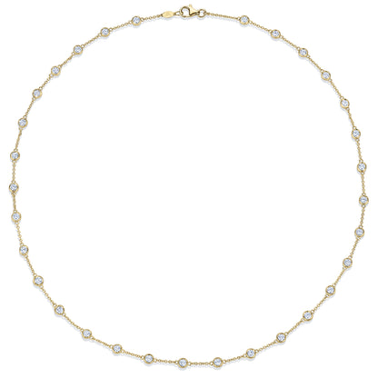 Diamond Strings Round Diamond Bezel Necklace in 18K Yellow Gold, 18 Inch Length