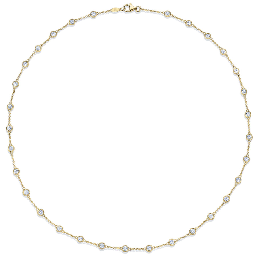 Diamond Strings Round Diamond Bezel Necklace in 18K Yellow Gold, 18 Inch Length
