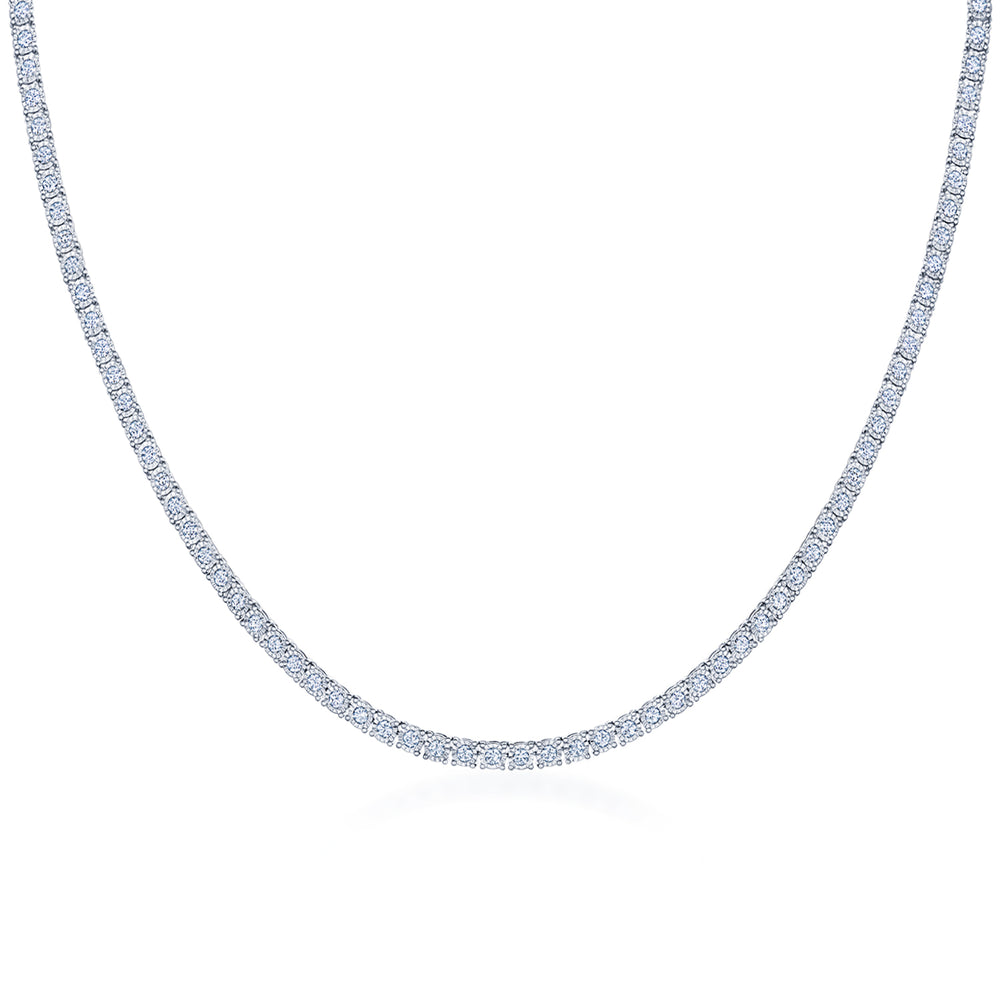 Sunburst Diamond Line Necklace in 18k White Gold