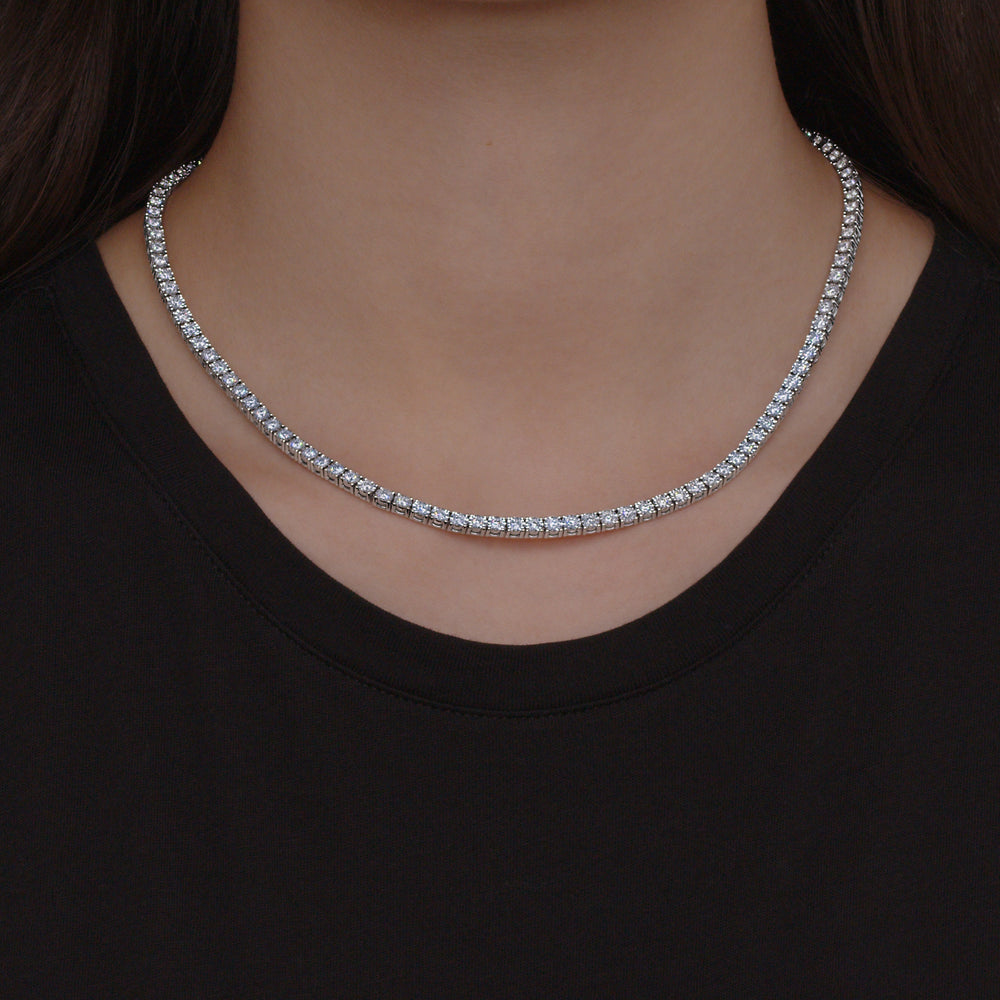Sunburst Diamond Line Necklace in 18k White Gold