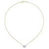 Sunburst Emerald Cut Diamond Bezel Set East-West Pendant in 18K Yellow Gold