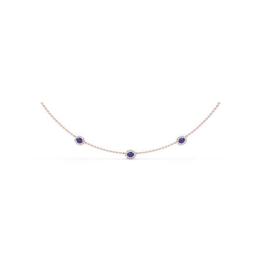 Three Stone Sapphire and Diamond Necklace