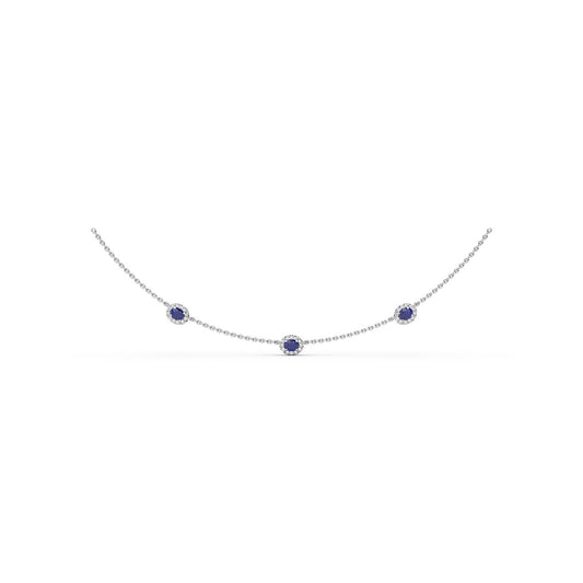 Three Stone Sapphire and Diamond Necklace