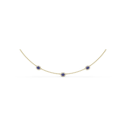 Three Stone Sapphire and Diamond Necklace