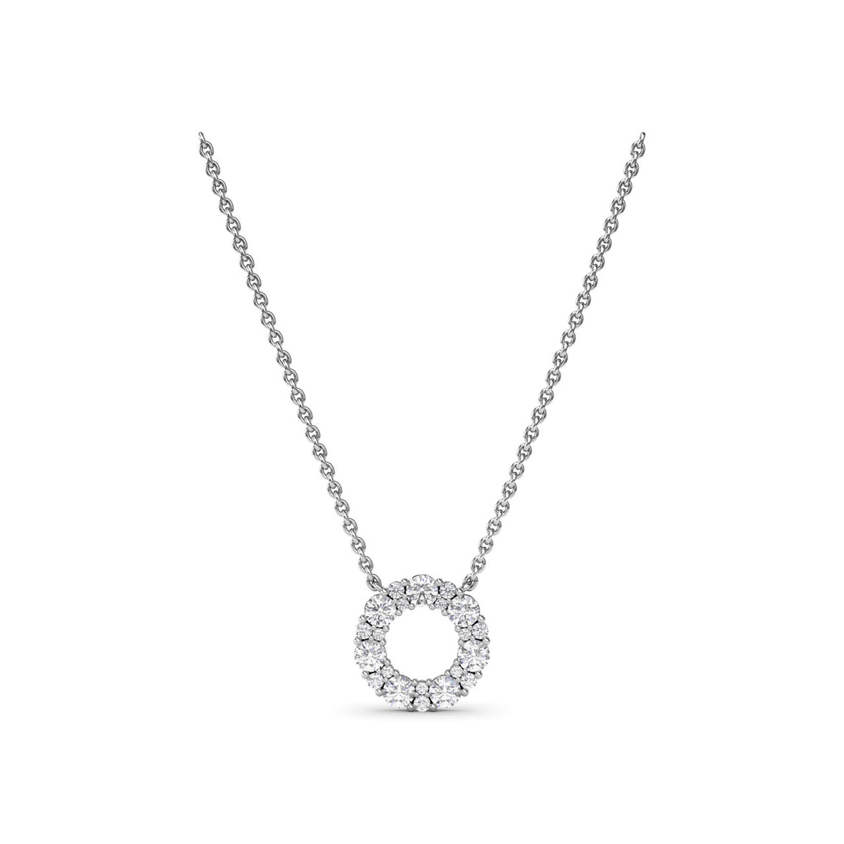 Shared Prong Diamond Circle Necklace
