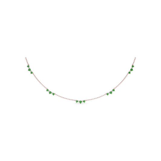 Five Stone Emerald and Diamond Station Necklace