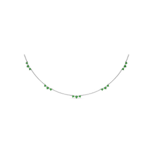 Five Stone Emerald and Diamond Station Necklace