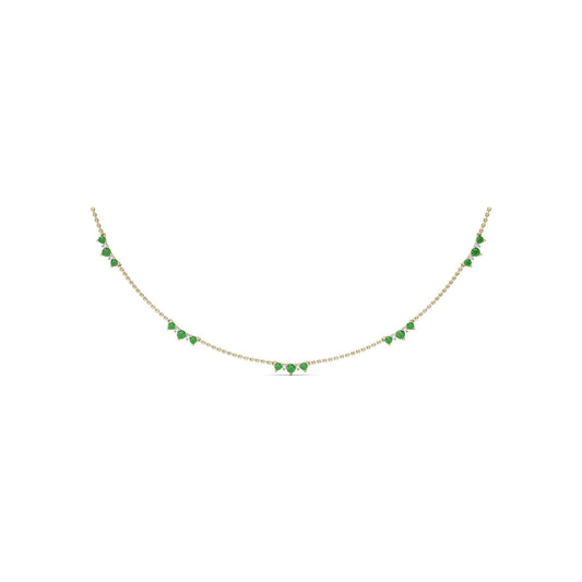 Five Stone Emerald and Diamond Station Necklace