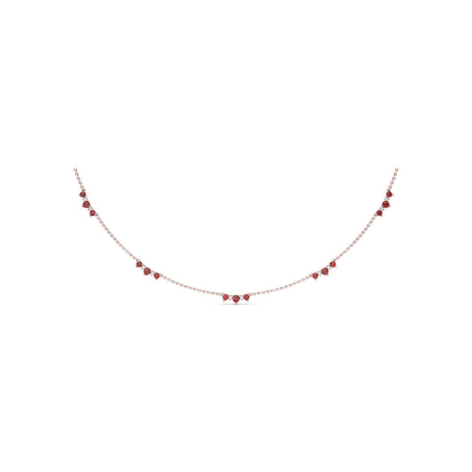 Five Stone Ruby and Diamond Station Necklace