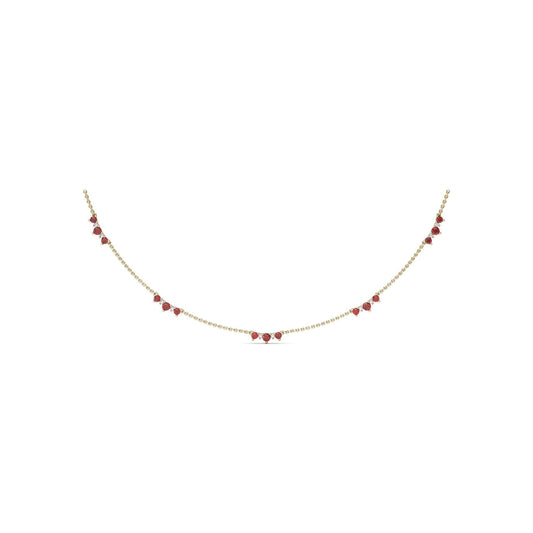 Five Stone Ruby and Diamond Station Necklace