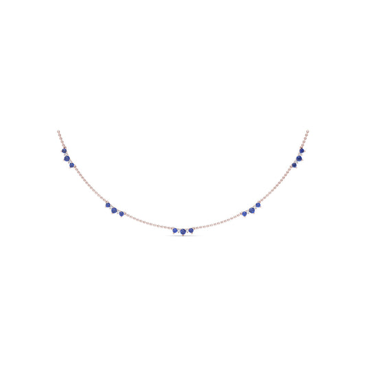 Five Stone Sapphire and Diamond Station Necklace