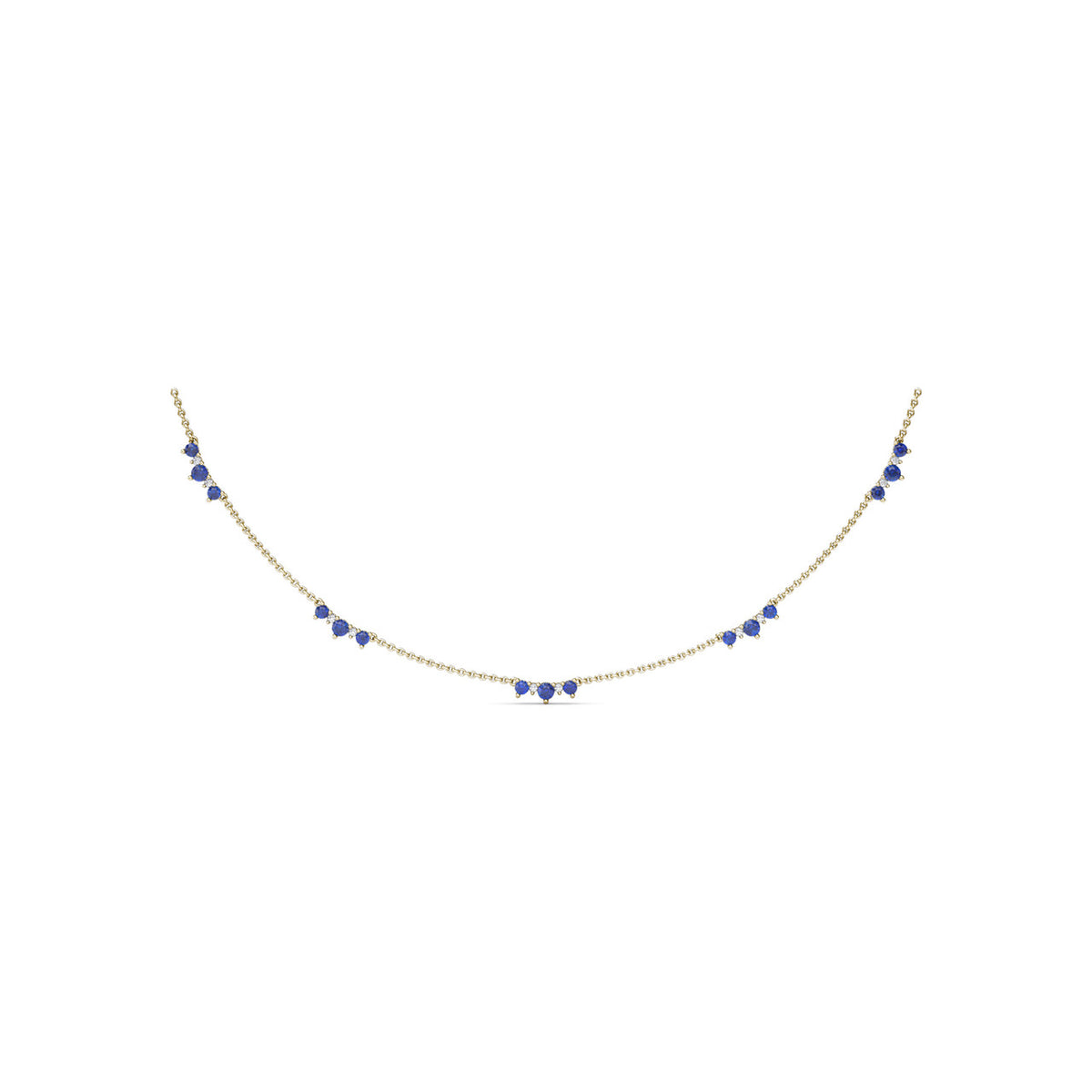 Five Stone Sapphire and Diamond Station Necklace