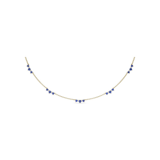 Five Stone Sapphire and Diamond Station Necklace