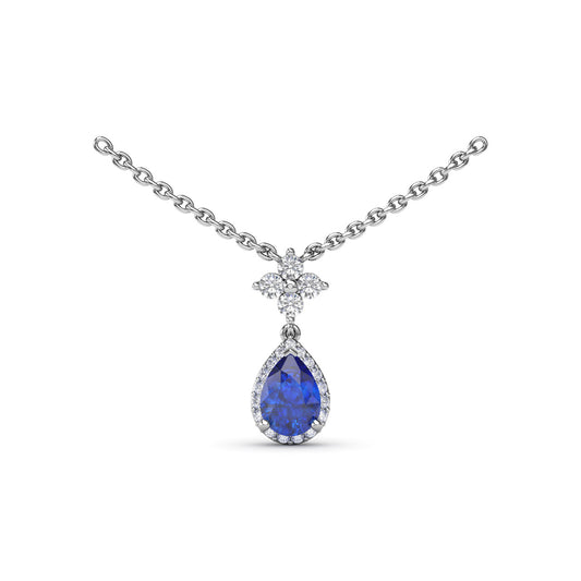 Sapphire and Diamond Teardrop Necklace