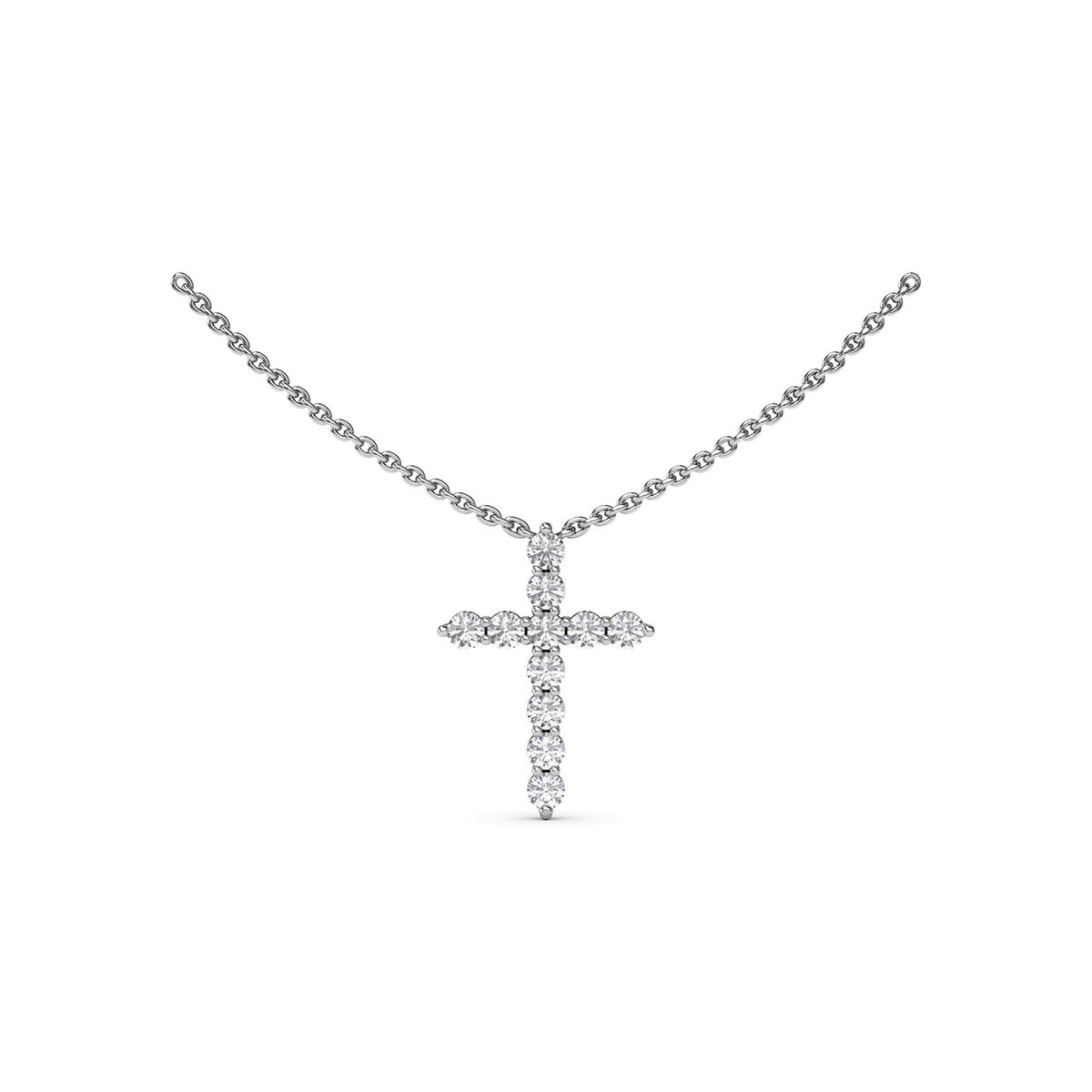 Diamond Prong Cross Necklace